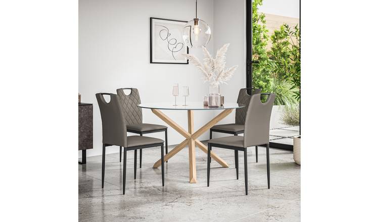 Furniture Online Malvern Monza Glass Top Dining Table & 4 Grey Chairs