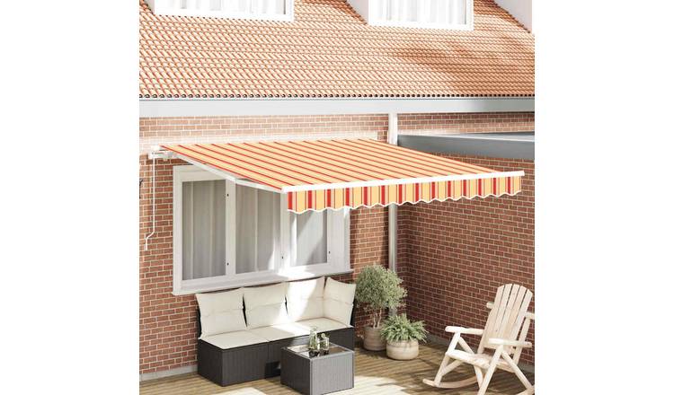 Walplus Aluminium Retractable Awning - Yellow and Orange - 350 x 250 x 165 cm