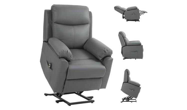 HOMCOM PU Leather Overstuffed Power Lift Chair with Thick Back - Charcoal Grey