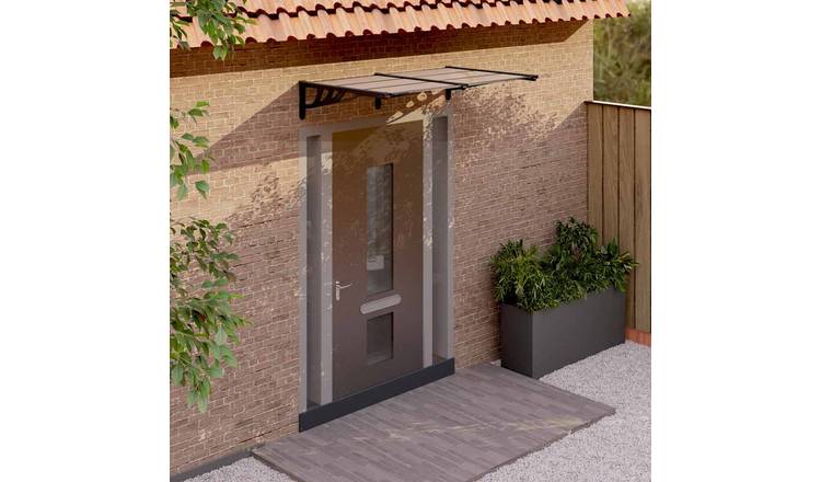 Walplus Polycarbonate Door Canopy - Black - 152.5 x 90 x 27.5 cm
