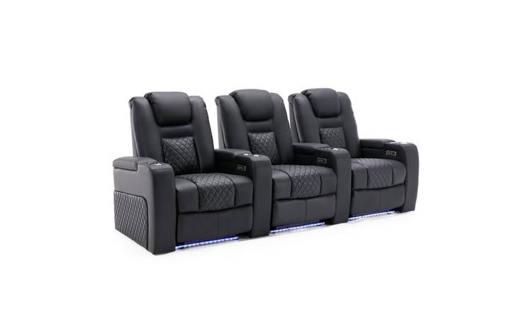 Furniture Online Broadway Electric Recliner 3 Seater Sofa – Black And White