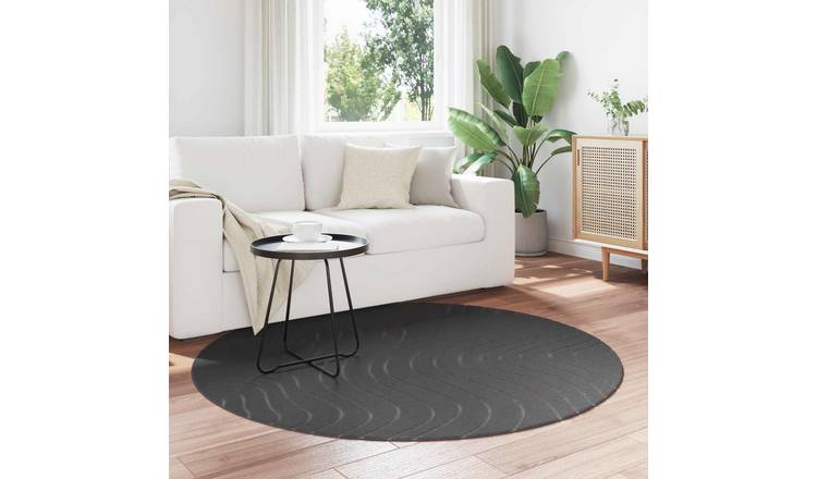 Walplus Palmeras Polyester Round Area Rug - Anthracite - 120 x 120 cm - Reusable