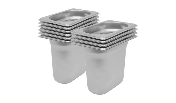 Argon Tableware Steel Gastronorm Containers 1/9 - 1L - Set of 10