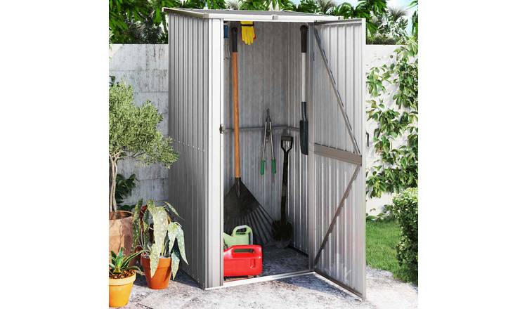 Walplus Galvanised Steel Garden Shed - Grey - 118.5 x 97 x 209.5 cm
