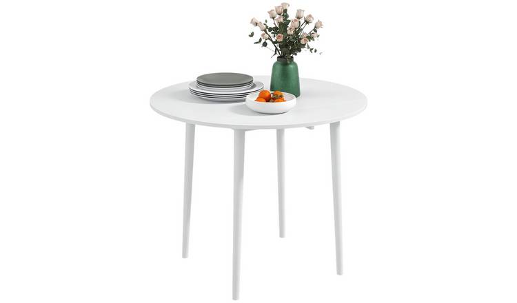 HOMCOM 4 Seater Folding Round Drop Leaf Dining Table - White