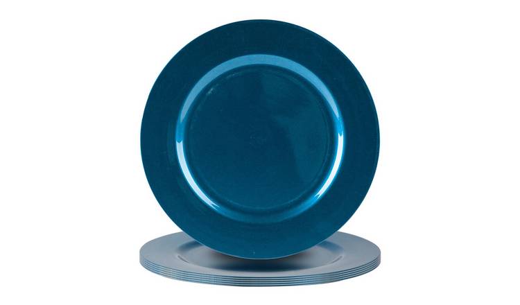 Argon Tableware Metallic Charger Plates - Blue - Set of 6