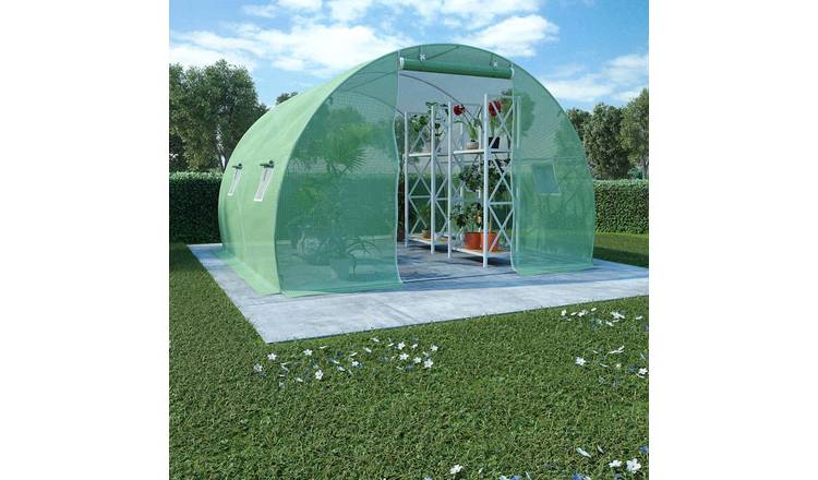 Walplus Galvanised Steel Greenhouse PE Mesh Large - Green - 300 x 300 x 200 cm