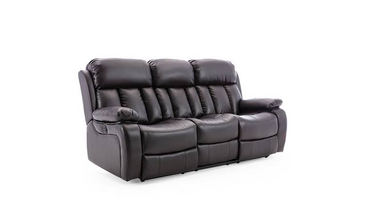 Furniture Online Chester Electric Recliner 3 Seater Leather Sofa – Brown