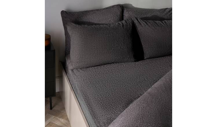 OHS Teddy Fleece Thermal Fitted Bed Sheet Charcoal - Super King