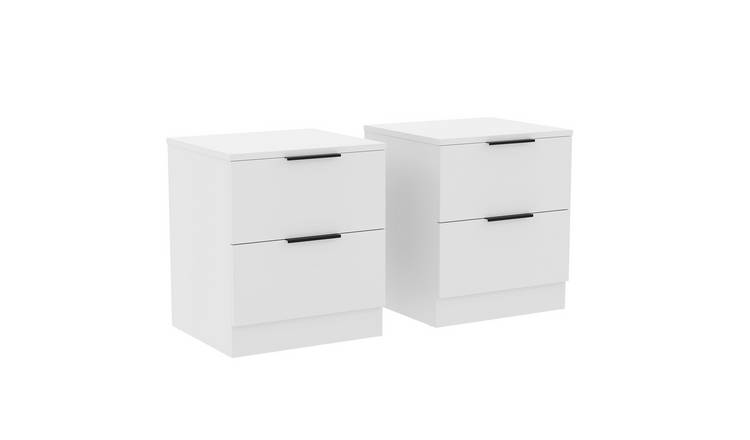 Vida Designs Trega 2 Drawer Set Of 2 Bedside Chest - White