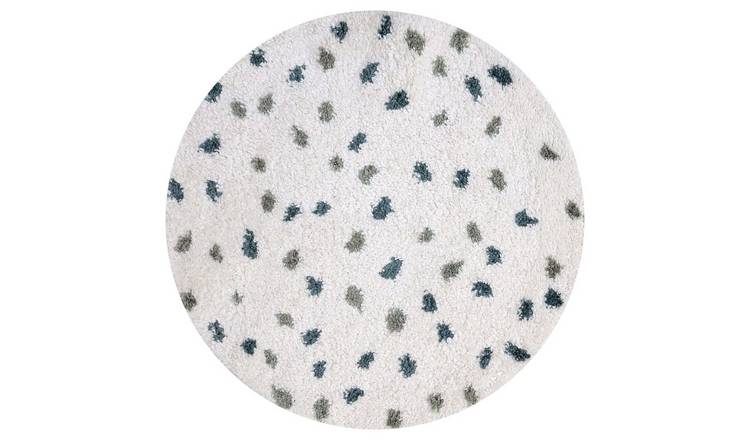 The Rugs Green Moodi Spot Round Shaggy Rug - 120cm