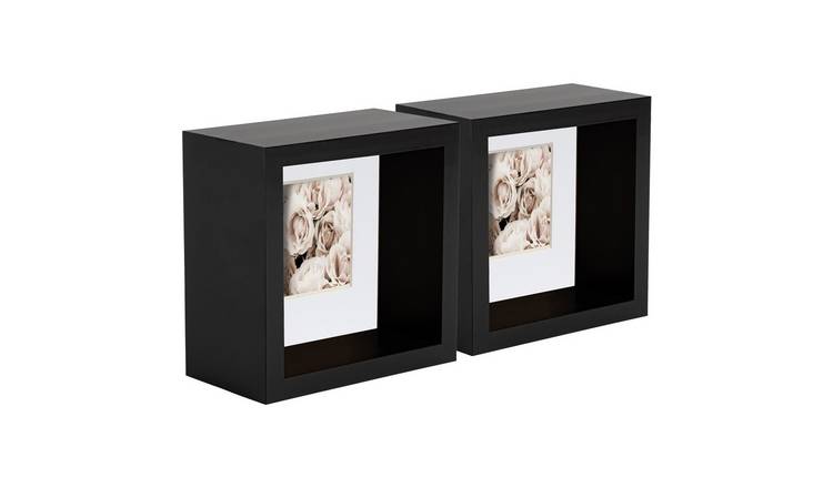 Nicola Spring 3D Deep Box Photo Frames - 4 x 4" with Mount - Set of 5 - Black