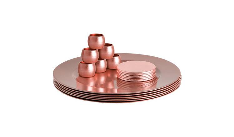 Argon Tableware 18 Piece Metallic Charger Plates Set - Rose Gold