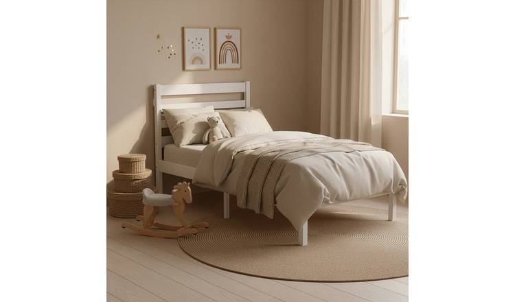 Junior Vida Libra Single Wooden Bed With Foam Mattress - White