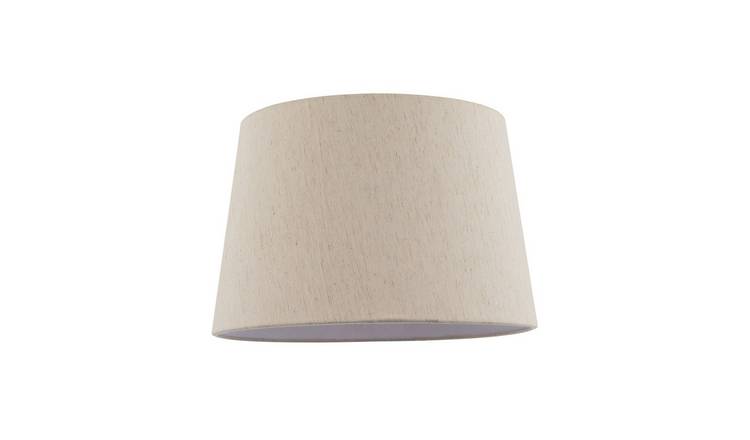 Happy Homewares Light Beige Natural Linen Fabric with White Lampshade - 30cm