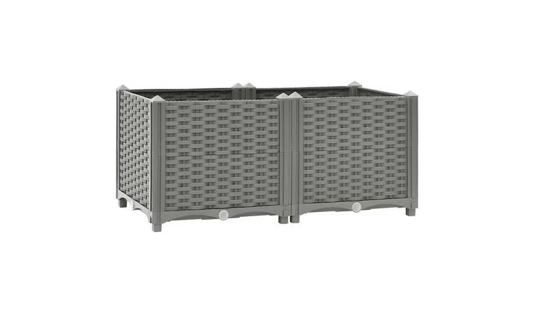 Walplus Polypropylene Raised Garden Bed - Light Grey - 80 x 40 x 38 cm