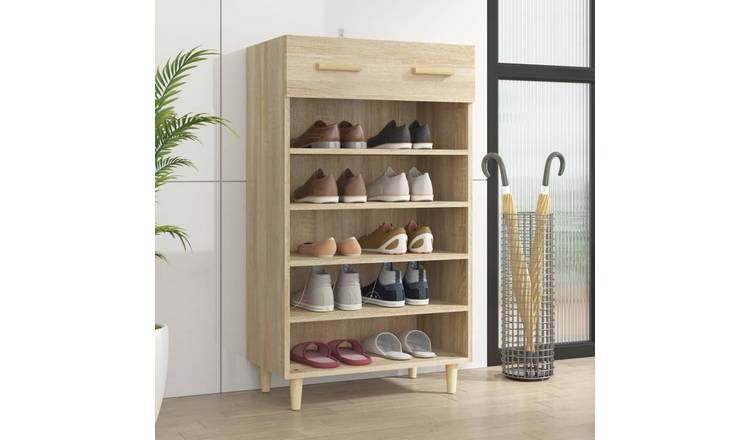 Walplus Engineered Wood Shoe Cabinet - Sonoma Oak - 60 x 35 x 105 cm