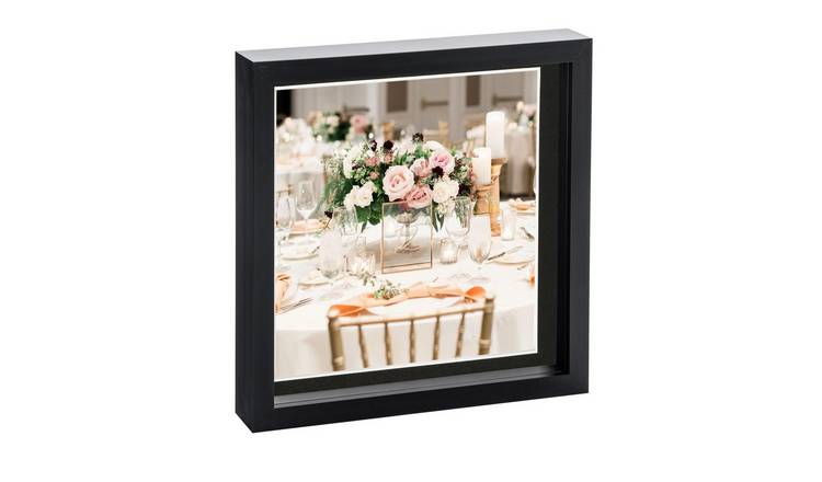 Nicola Spring 3D Box Photo Frame - 10 x 10" with Mount - Black/Black