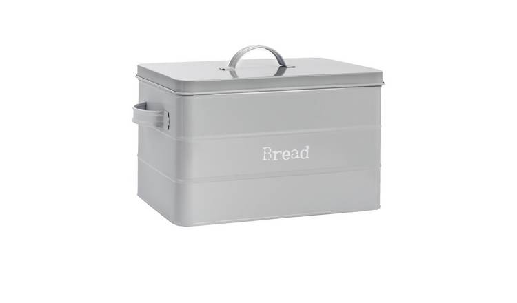 Harbour Housewares Vintage Metal Kitchen Bread Bin - Grey
