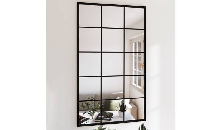 Walplus Pack of 2 Glass Wall Mirror - Black - 100 x 60 cm