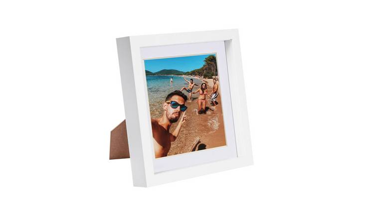 Nicola Spring 3D Box Photo Frame - 8" x 8" with Mount - White