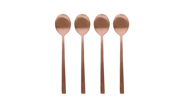 Argon Tableware Stainless Steel Teaspoons - Copper - Pack of 4