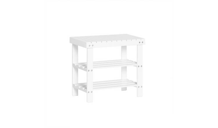 SoBuy 2 Shelf Shoe Rack Shoe Bench- White