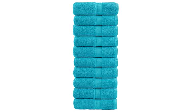 Walplus Pack of 10 Cotton Guest Towels - Turquoise - 30 x 50 cm