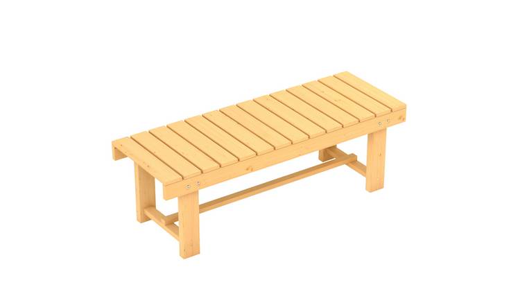 Outsunny 2 Seater Wooden Garden Bench with Slatted Seat - Fir Wood Color