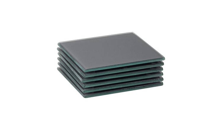 Harbour Housewares Glass Square Coasters - Grey - Pack of 6