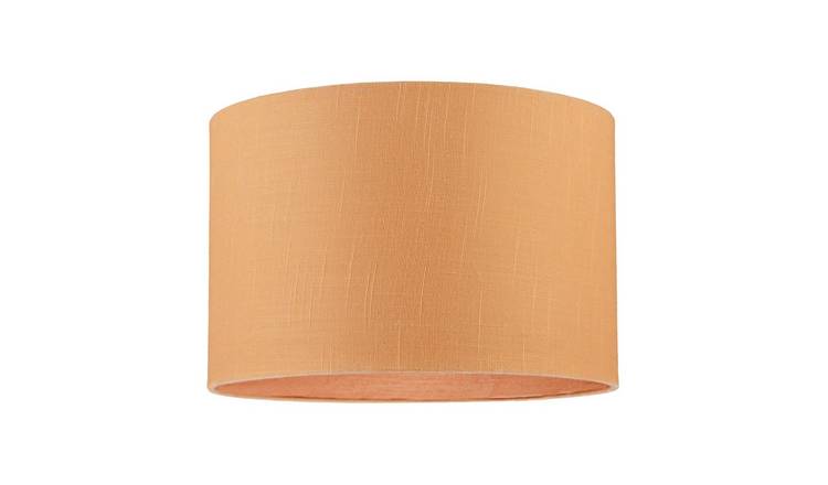 Happy Homewares Soft Apricot Cream Textured Linen Fabric Lampshade - 30cm