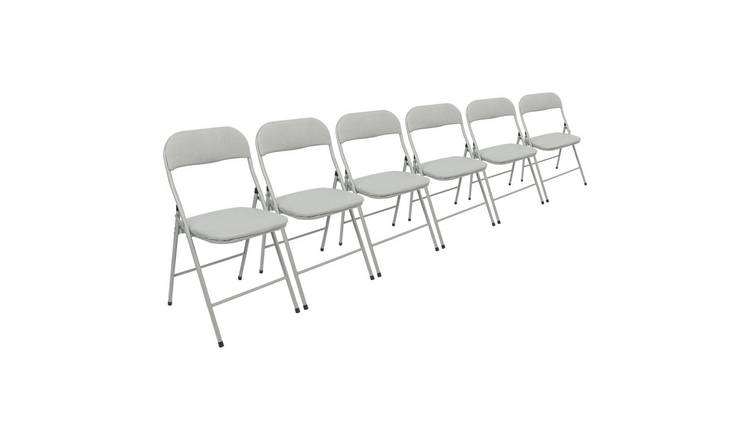 Harbour Housewares Fabric Padded Metal Folding Chairs - Grey - Pack of 6