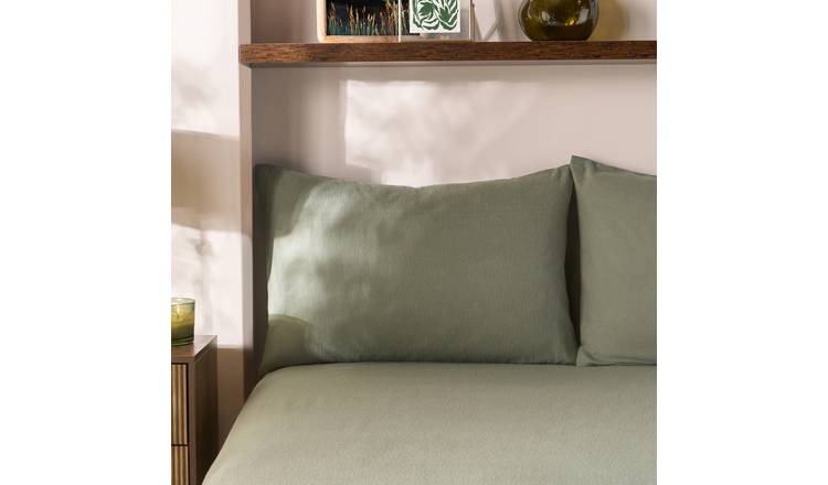 OHS 2 Pack Brushed Cotton Pillowcases - Woodland Green
