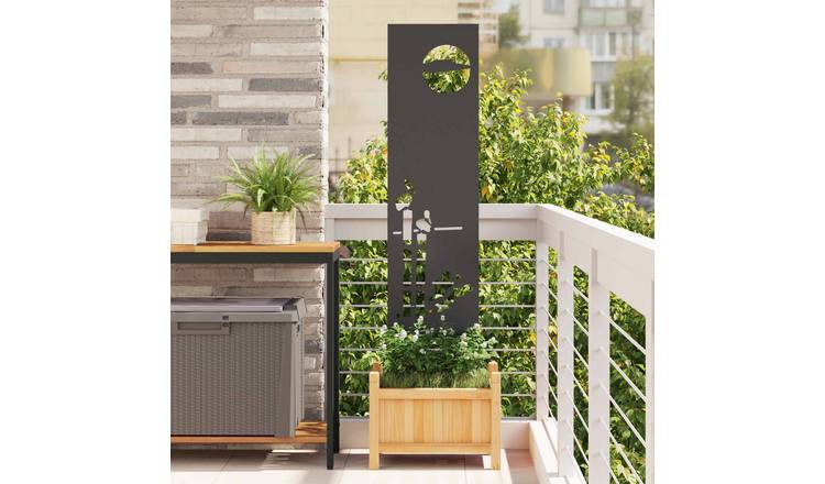 Walplus Steel Garden Bamboo Design Privacy Screen - Black - 32 x 1.7 x 140 cm