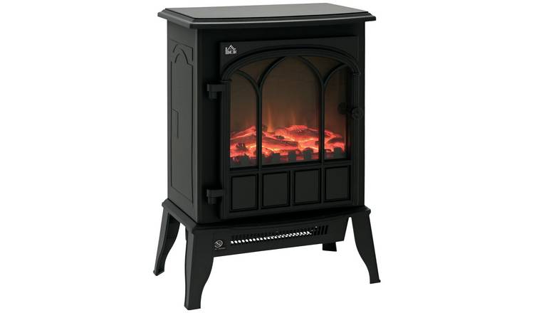 HOMCOM Freestanding LED Electric Fireplace with LED Flame Effect - Black