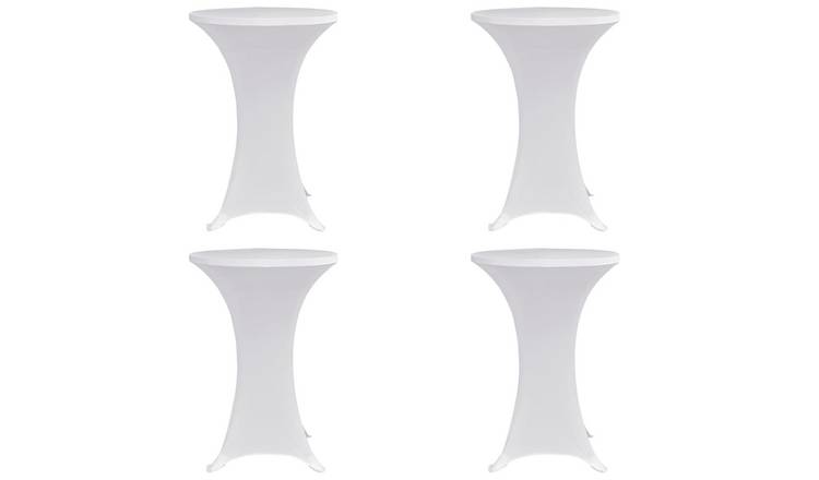 Walplus Pack of 4 Standing Table Cover Stretch - White - dia 80 cm