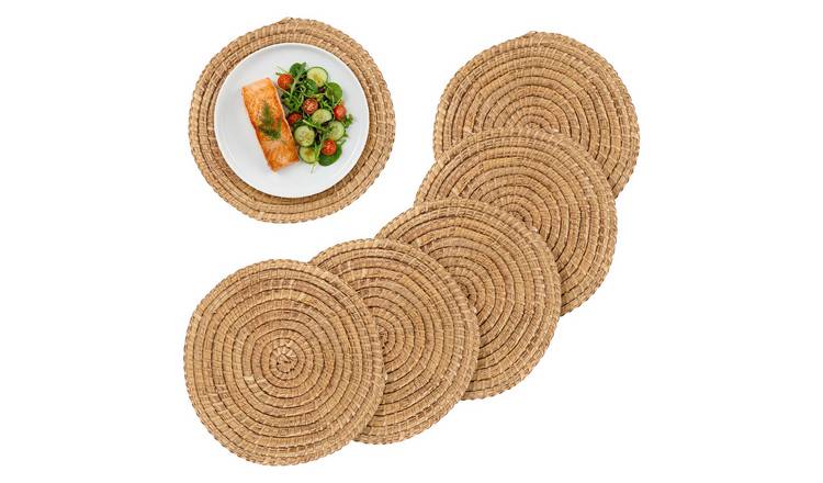 Argon Tableware Round Woven Palm Leaf Placemats - Pack of 6