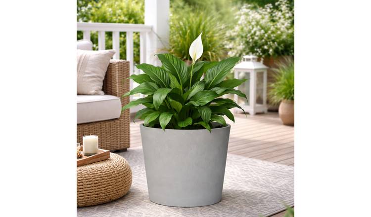 Fargro Home and Garden 74L Polystone Bucket Round Planter Pot - Light Grey