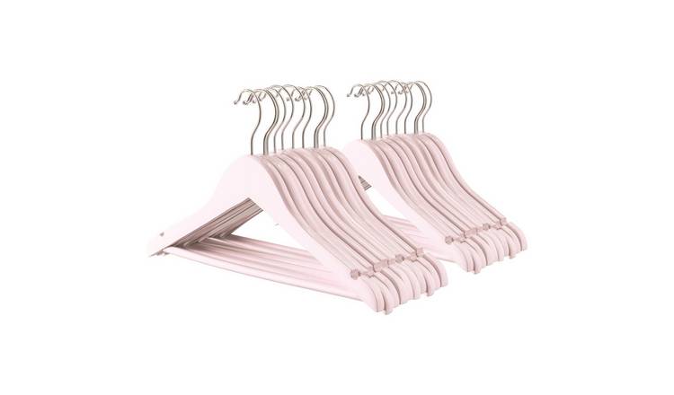 Harbour Housewares Wooden Children's Hangers - Light Pink - Pack of 20