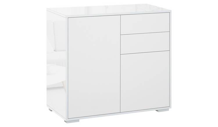 HOMCOM Storage Sideboard with 2 Doors and Gloss Frame - White