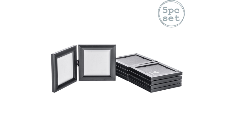 Nicola Spring Folding 2 Photo Frames - 4 x 4" - Set of 5 - Black