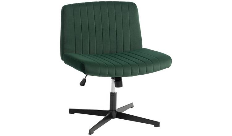 HOMCOM Flannel Fabric Armless Criss Cross Desk Chair - Green