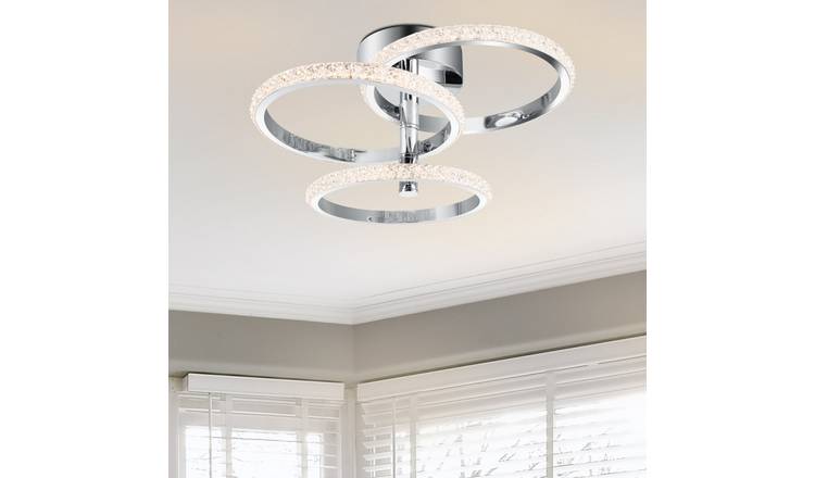 Cosylyte Cowan 3 Ring Integrated LED Modern Beaded Ceiling Light - Chrome