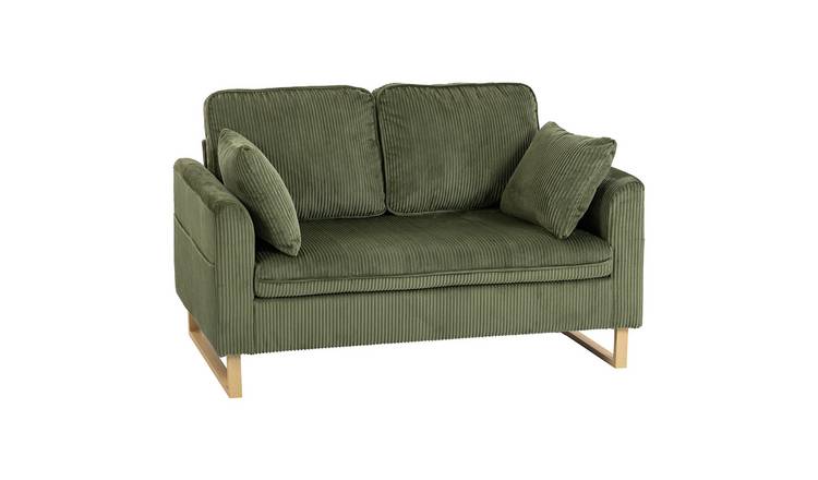 HOMCOM 2 Seater Metal Sofa with Spring Cushions - Green