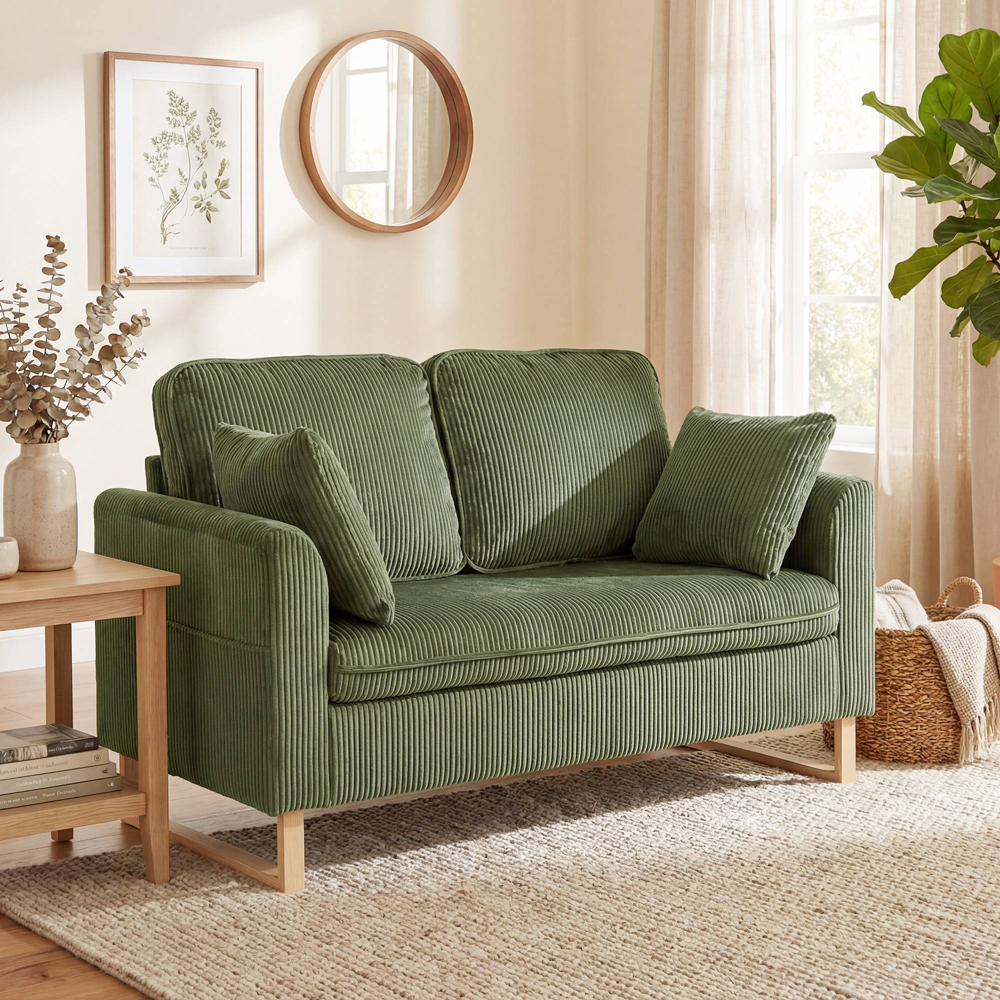 HOMCOM 2 Seater Metal Sofa with Spring Cushions - Green - Image 2