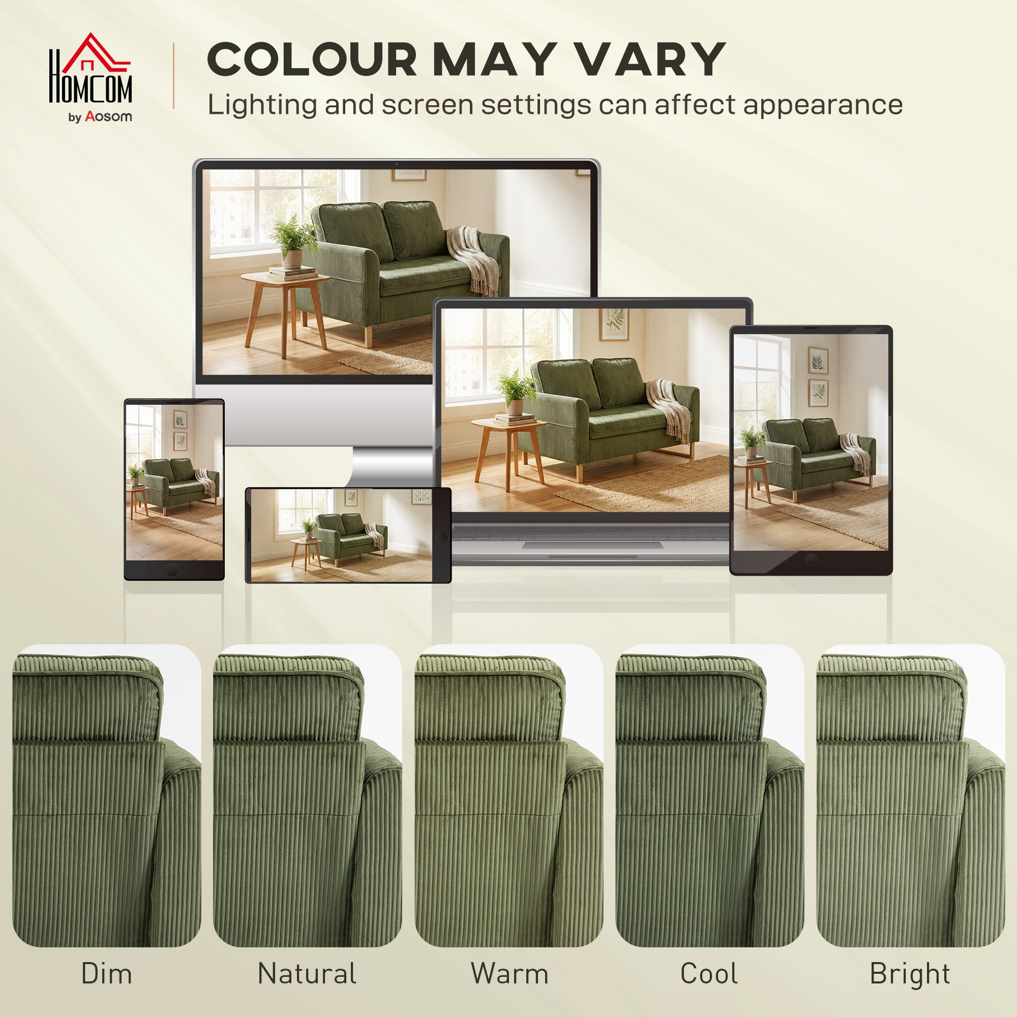 HOMCOM 2 Seater Metal Sofa with Spring Cushions - Green - Image 3