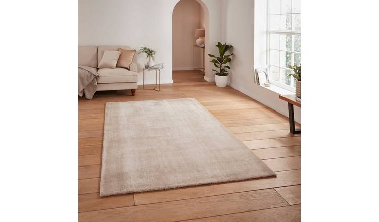 Mega Flooring Beige Shaggy Plain Rug - 80 x 150cm