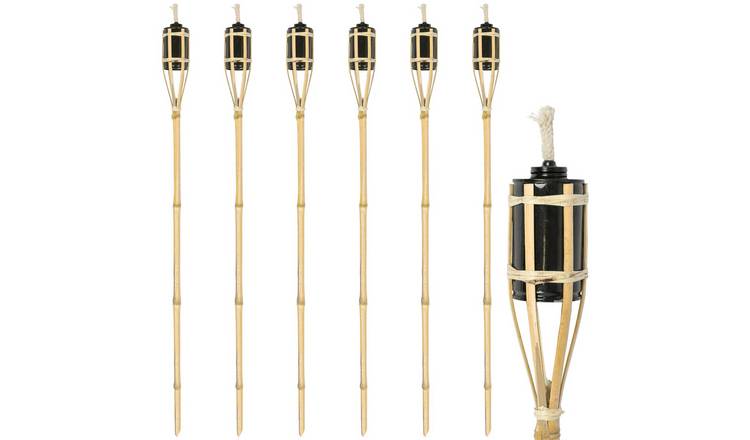 Harbour Housewares Bamboo Garden Torches - 113cm - Natural - Pack of 6
