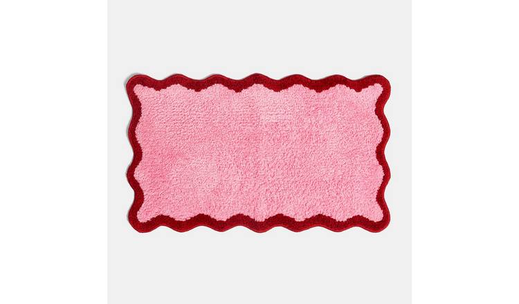 OHS Scallop Edge Tufted Bath Mat - 45 x 75cm - Pink