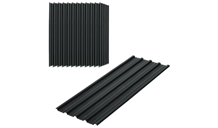 Outsunny 12 Pack Galvanised Metal Roofing Sheets for Garage - Dark Grey